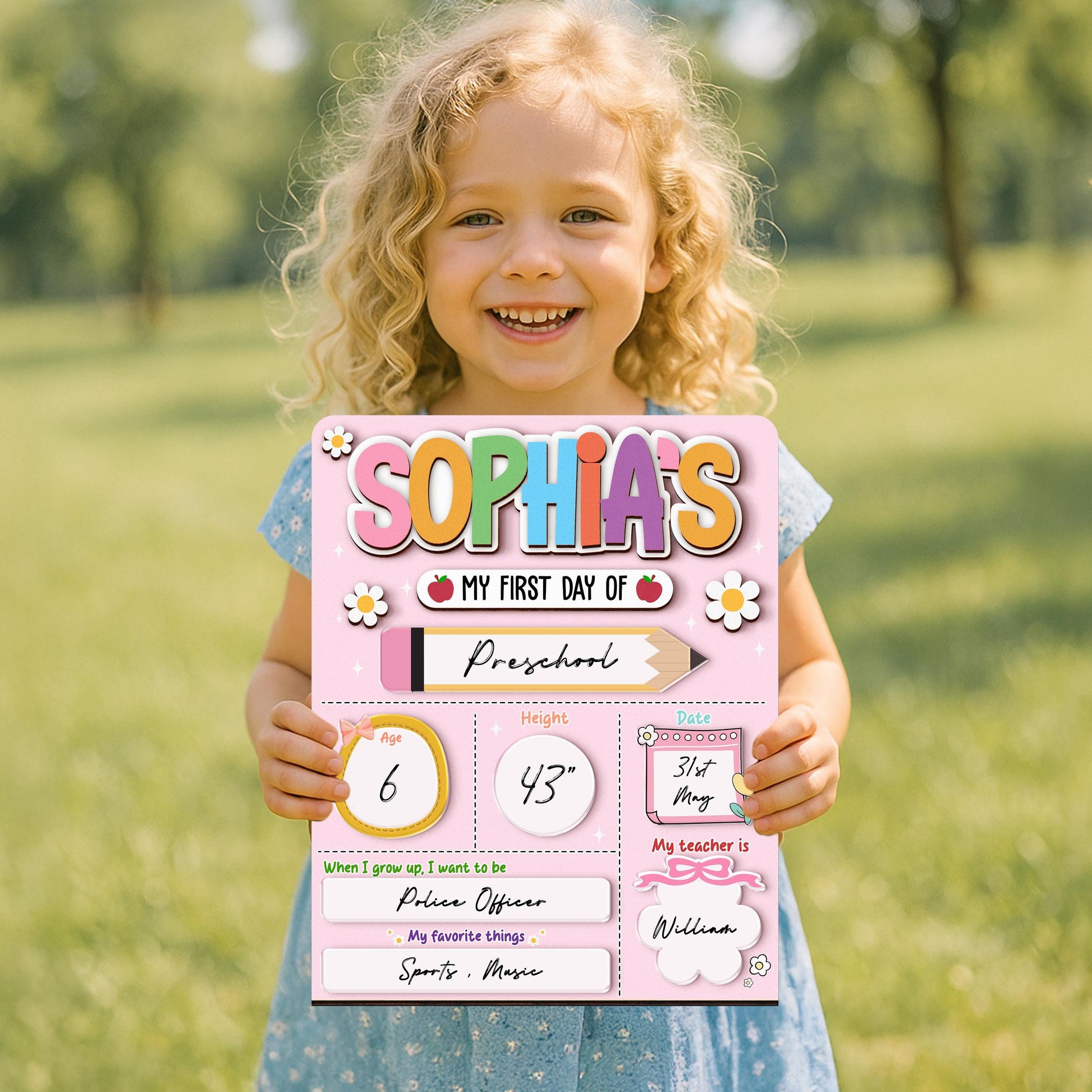 Custom First Day Of School Sign, Last Day of School Sign, Custom Name Sign, Preschool Back To School Dry Erase Sign, 1st Day of School Board