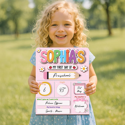 Custom First Day Of School Sign, Last Day of School Sign, Custom Name Sign, Preschool Back To School Dry Erase Sign, 1st Day of School Board