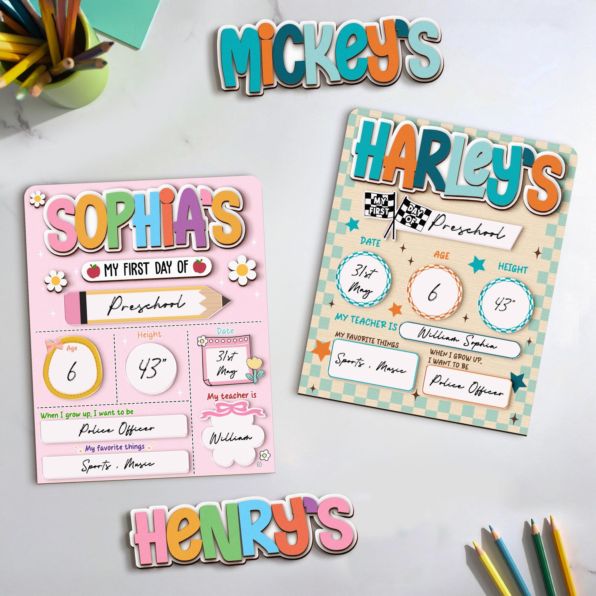 Custom First Day Of School Sign, Last Day of School Sign, Custom Name Sign, Preschool Back To School Dry Erase Sign, 1st Day of School Board