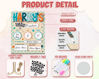 Custom First Day Of School Sign, Last Day of School Sign, Custom Name Sign, Preschool Back To School Dry Erase Sign, 1st Day of School Board