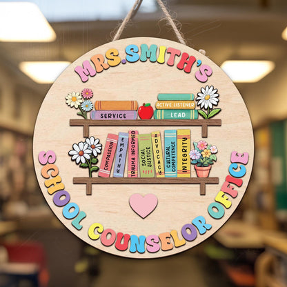Personalized School Counselor 3d Wooden Name Sign, School Psychologists Gift, Custom School Counselor Office Door Sign, Back To School Gifts