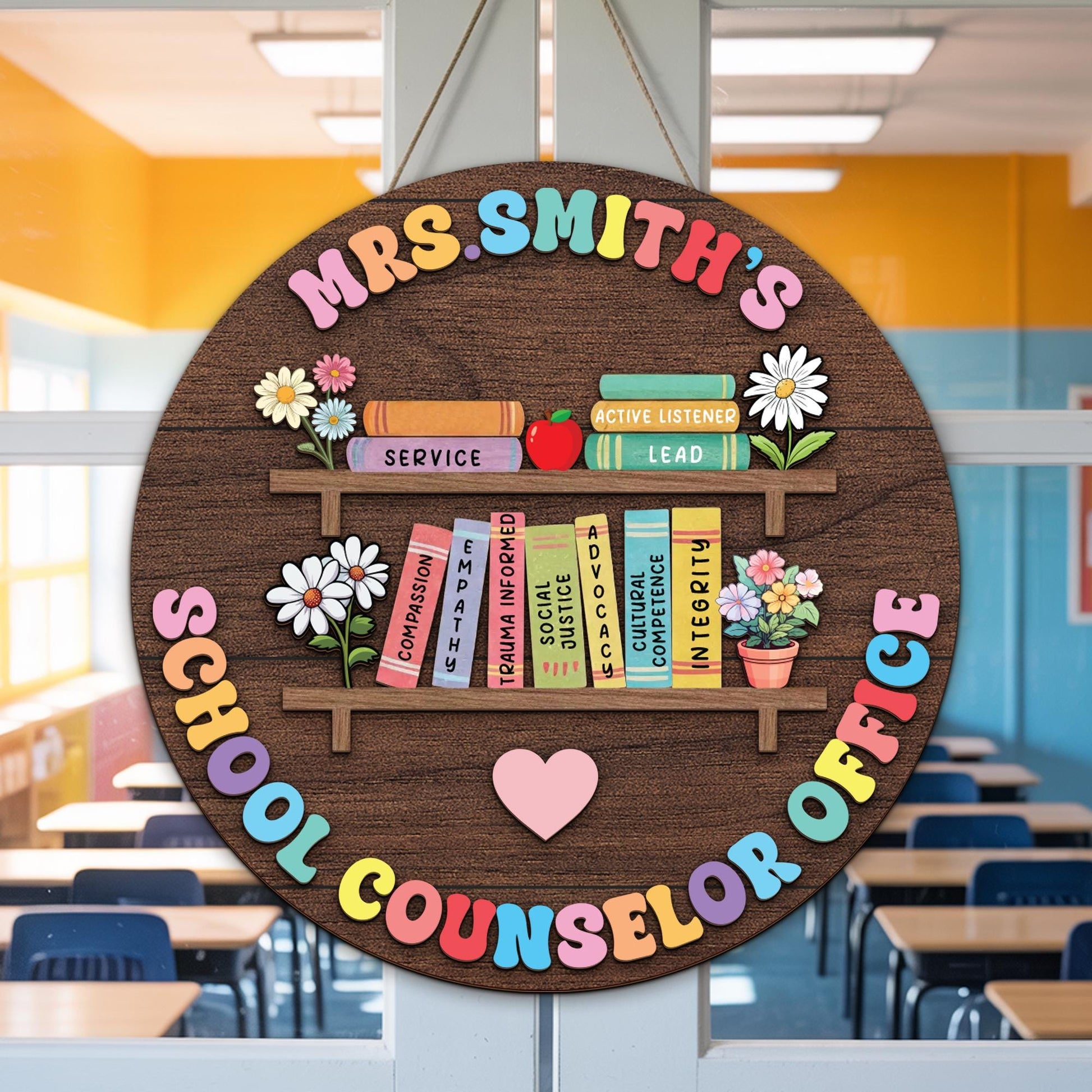 Personalized School Counselor 3d Wooden Name Sign, School Psychologists Gift, Custom School Counselor Office Door Sign, Back To School Gifts
