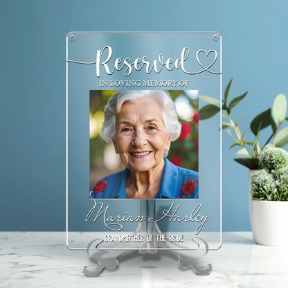 Reserved Memorial Sign,Wedding Memorial Chair Sign Hanging,Custom Memorial Plaque,In Loving Memory,Wedding Decor,Sympathy Gift,Remembrance