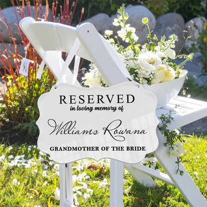 Reserved Wedding Memorial Chair Sign,Custom Memorial Wedding Sign,Wedding Chair Banner In Memory Of Loved Ones,Wedding Decor,Sympathy Gift