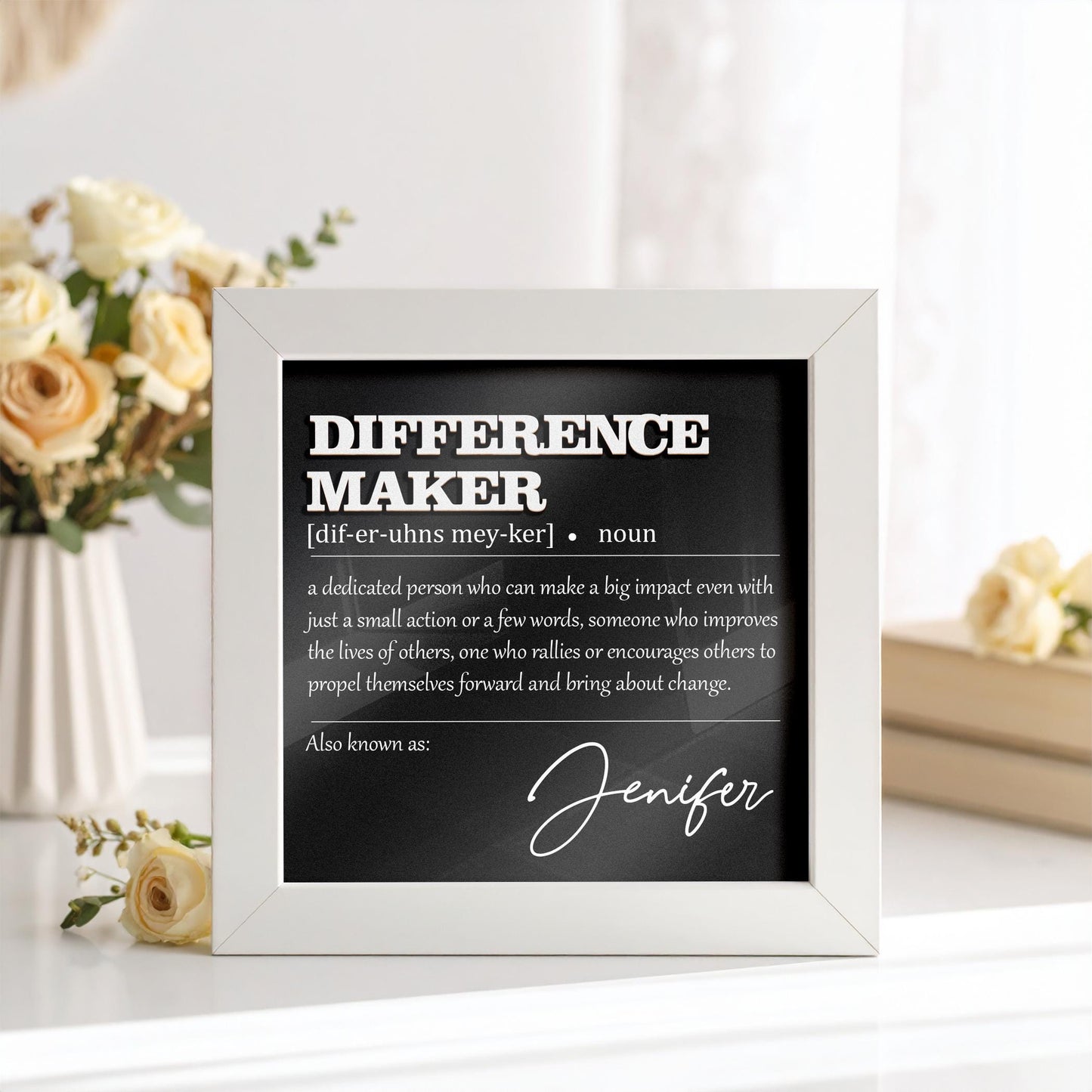 Difference Maker Gift,Appreciation Gifts for Leader Boss Mentor Coworker Teacher,Wooden Frame Sign,Employee Gift,Retirement Gift,Supervisor