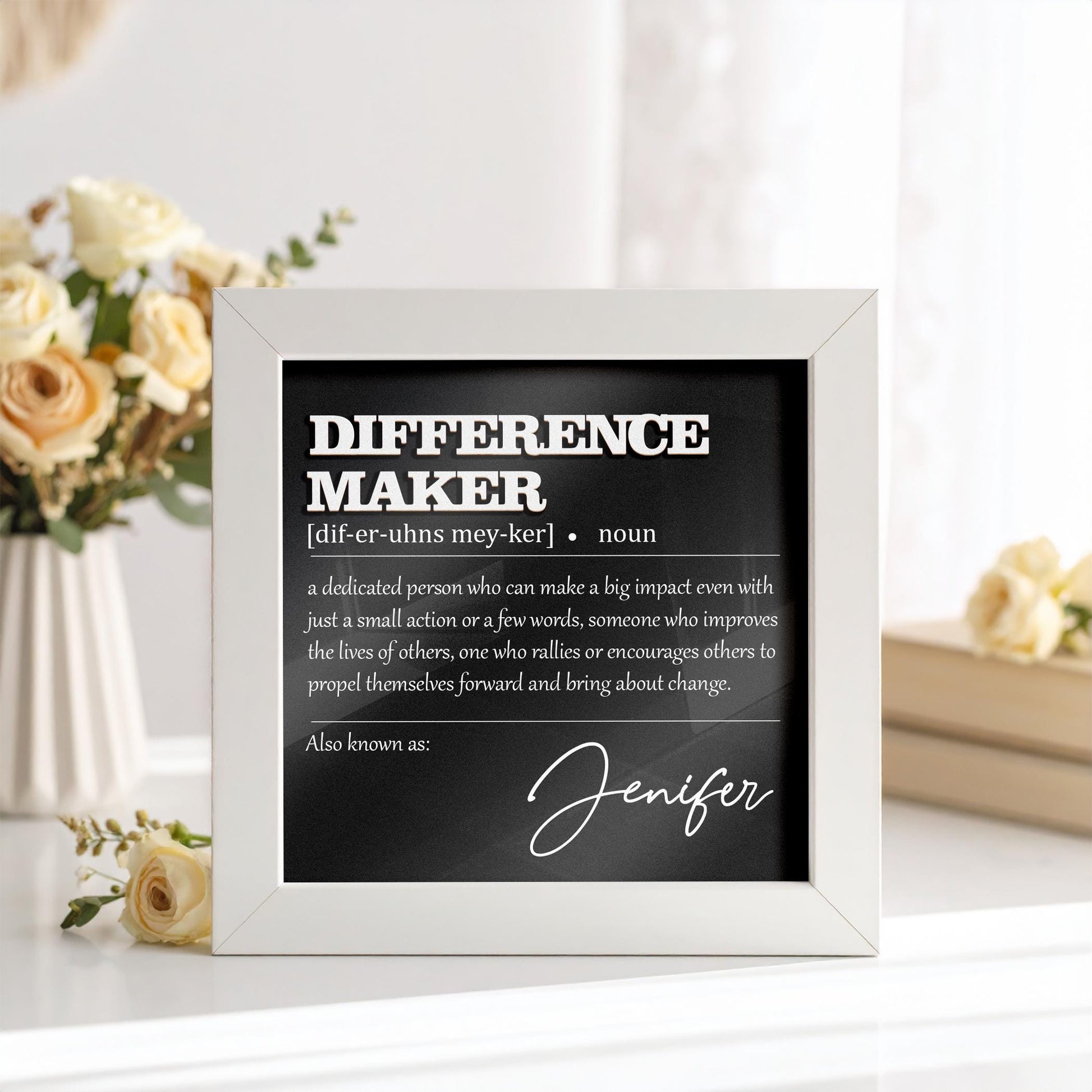 Difference Maker Gift,Appreciation Gifts for Leader Boss Mentor Coworker Teacher,Wooden Frame Sign,Employee Gift,Retirement Gift,Supervisor