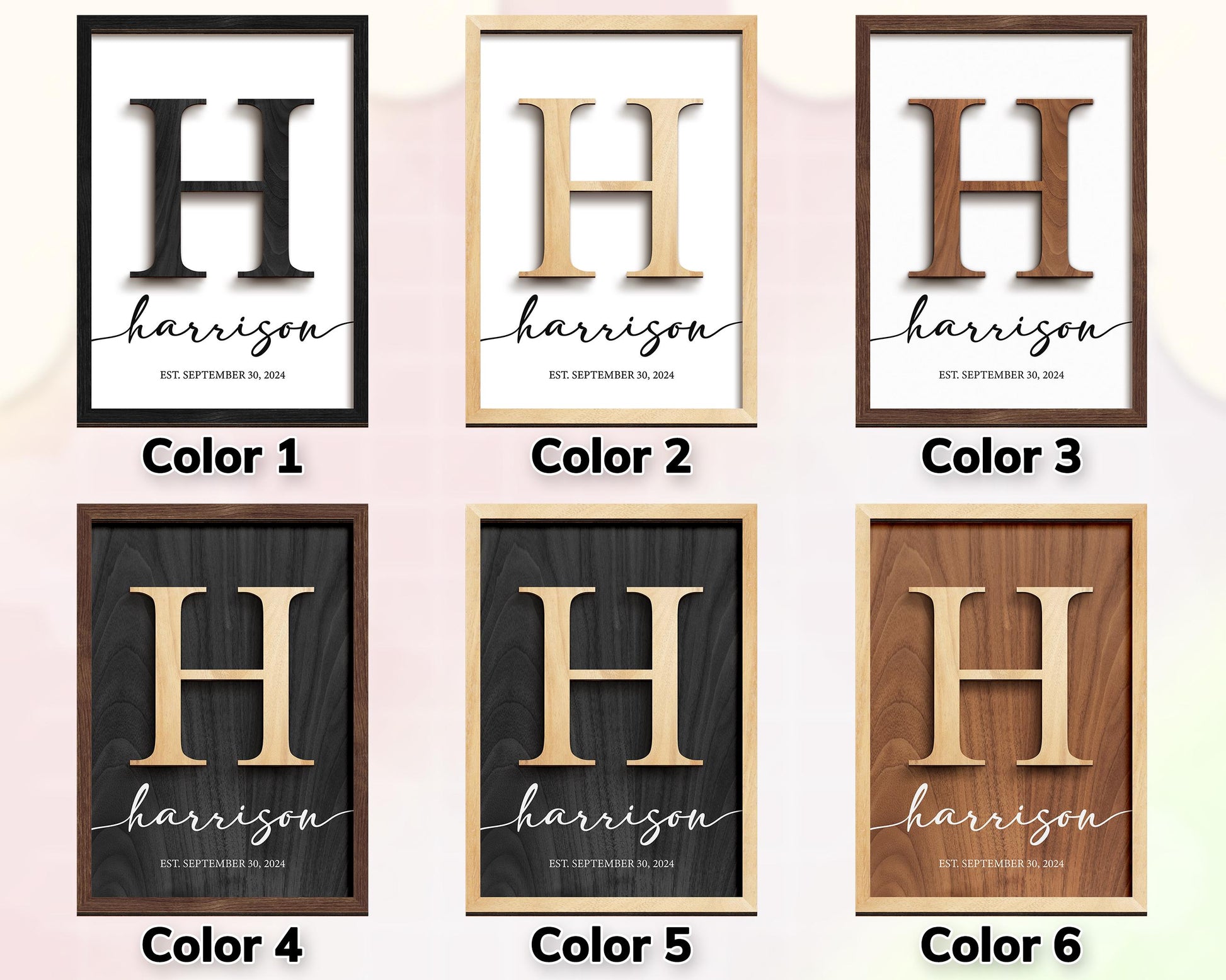 Personalized Family Name Sign,Wooden Frame,Wedding Gift,Anniversarie,Housewarming,Last Name Established Sign,Rustic Decor,First Home Gift