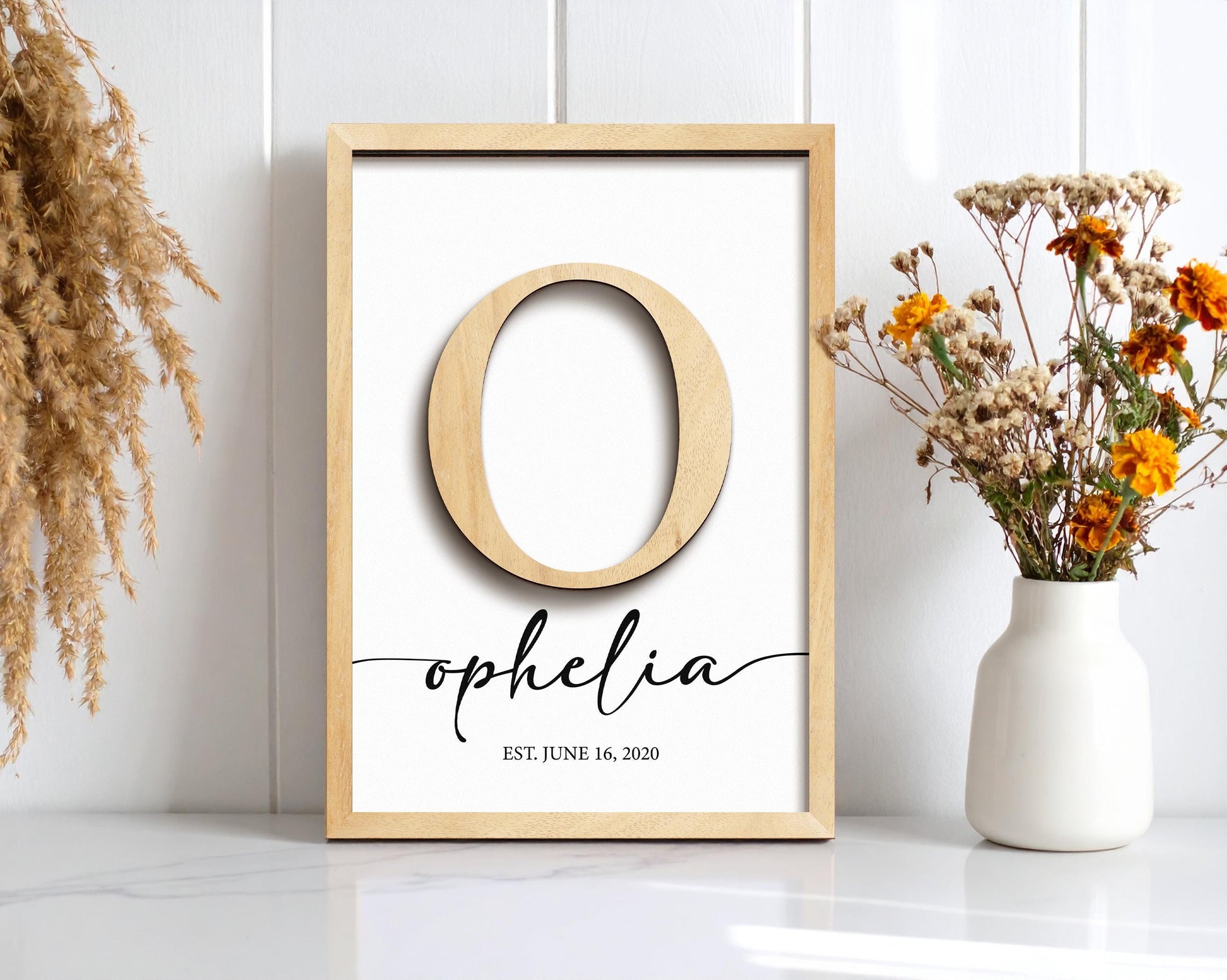 Personalized Family Name Sign,Wooden Frame,Wedding Gift,Anniversarie,Housewarming,Last Name Established Sign,Rustic Decor,First Home Gift
