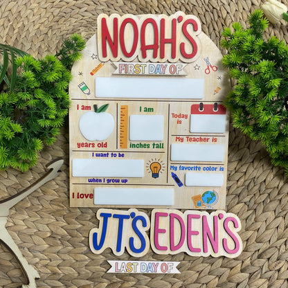 Personalized First Day Of School Sign, Back to School Board, Custom 1st Day Of School Board, Kindergarten Preschool 1st Day Of School Sign