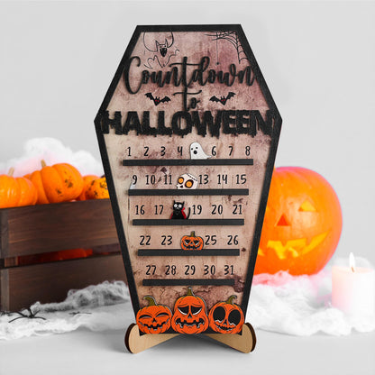 Haunted House Halloween Countdown,Spooky Calendar Sign,Coffin Halloween Decor,Moveable Ghost,Days Till Halloween Gift,Coffee Bar Decor