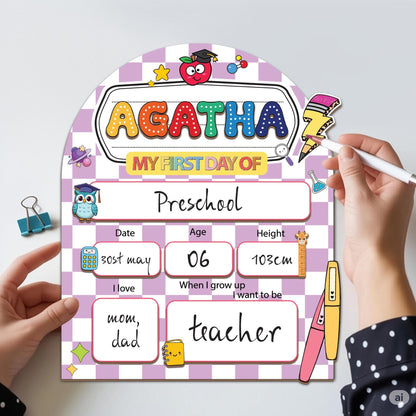 Personalized First Day Of School Sign, Back to School Sign, Kindergarten 1st Day Of School Sign, Pre K First & Last Day Of School Sign