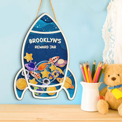 Custom Classroom Reward Jar For Teacher,Magnetic Reward Jar,Token Jar,Reward System,Back to School,Gift for Kids,Rocket Name Reward For Kids