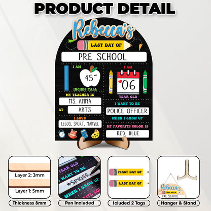 First Day Of School Sign,Back to School Board,Kindergarten 1st Day of School  Reusable Sign,Last Day of School,Photo Prop,First Day of Pre K