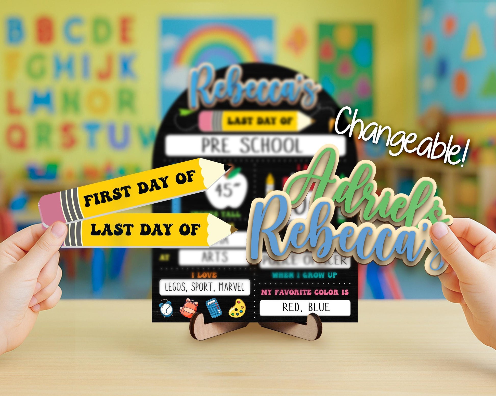 First Day Of School Sign,Back to School Board,Kindergarten 1st Day of School  Reusable Sign,Last Day of School,Photo Prop,First Day of Pre K