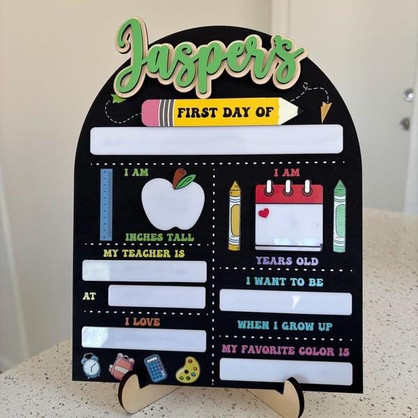 First Day Of School Sign,Back to School Board,Kindergarten 1st Day of School  Reusable Sign,Last Day of School,Photo Prop,First Day of Pre K