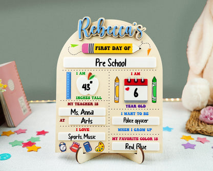 First Day Of School Sign,Back to School Board,Kindergarten 1st Day of School  Reusable Sign,Last Day of School,Photo Prop,First Day of Pre K