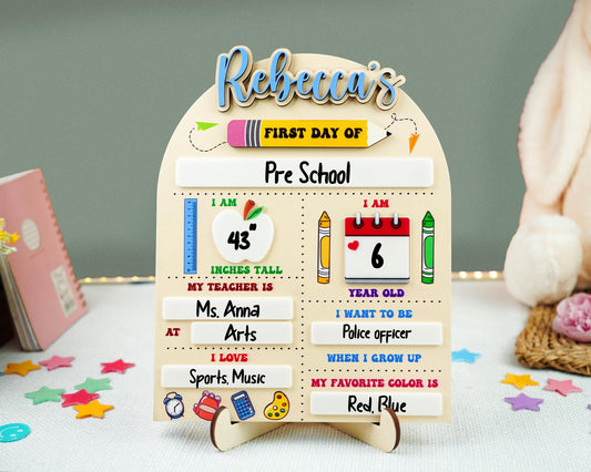First Day Of School Sign,Back to School Board,Kindergarten 1st Day of School  Reusable Sign,Last Day of School,Photo Prop,First Day of Pre K
