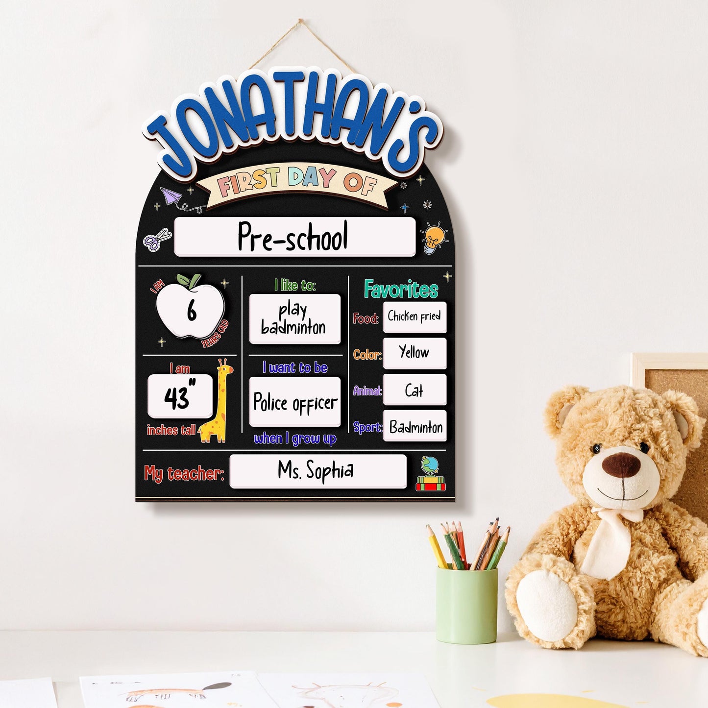 First and Last Day of School Sign,Interchangeable Reusable Back to School Board,Kindergarten 1st Day of School,First Day School Photo Prop