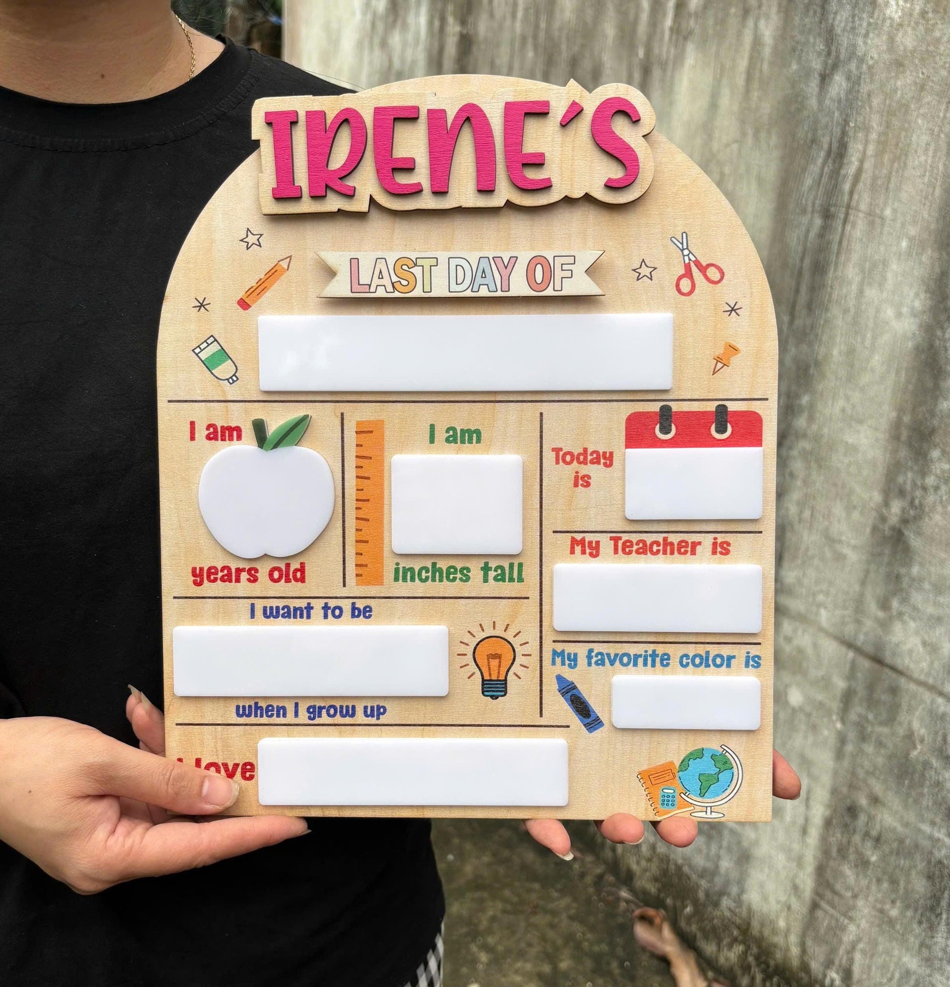 Personalized First Day Of School Sign, 1st Day Of School Sign, Dry Erase School Sign, Reusable Back To School Sign For Photos, School Board