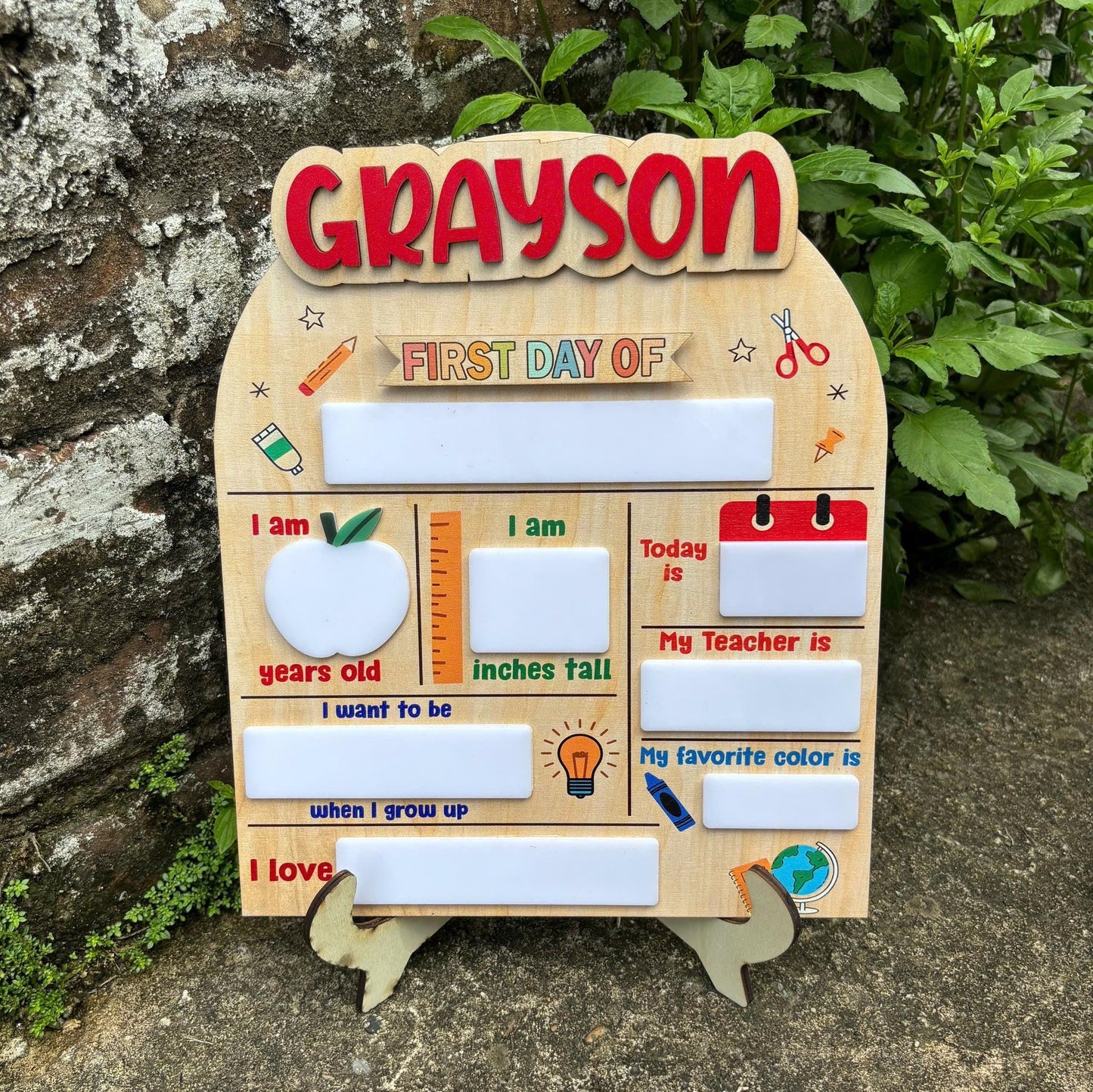 Custom First and Last Day Of School Sign, 1st Day of School Board, Custom Name Back To School Board, Reusable Back To School Dry Erase Sign