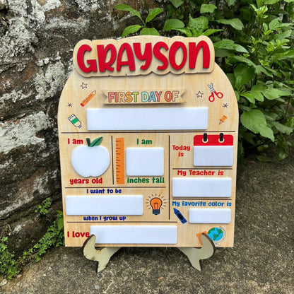 Custom First and Last Day Of School Sign, 1st Day of School Board, Custom Name Back To School Board, Reusable Back To School Dry Erase Sign