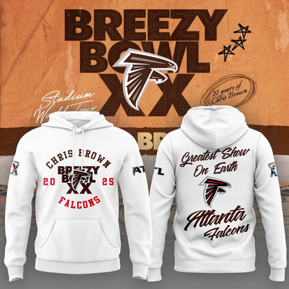 Atlanta Falcons x Chris Brown Breezy Bowl XX White Hoodie v1