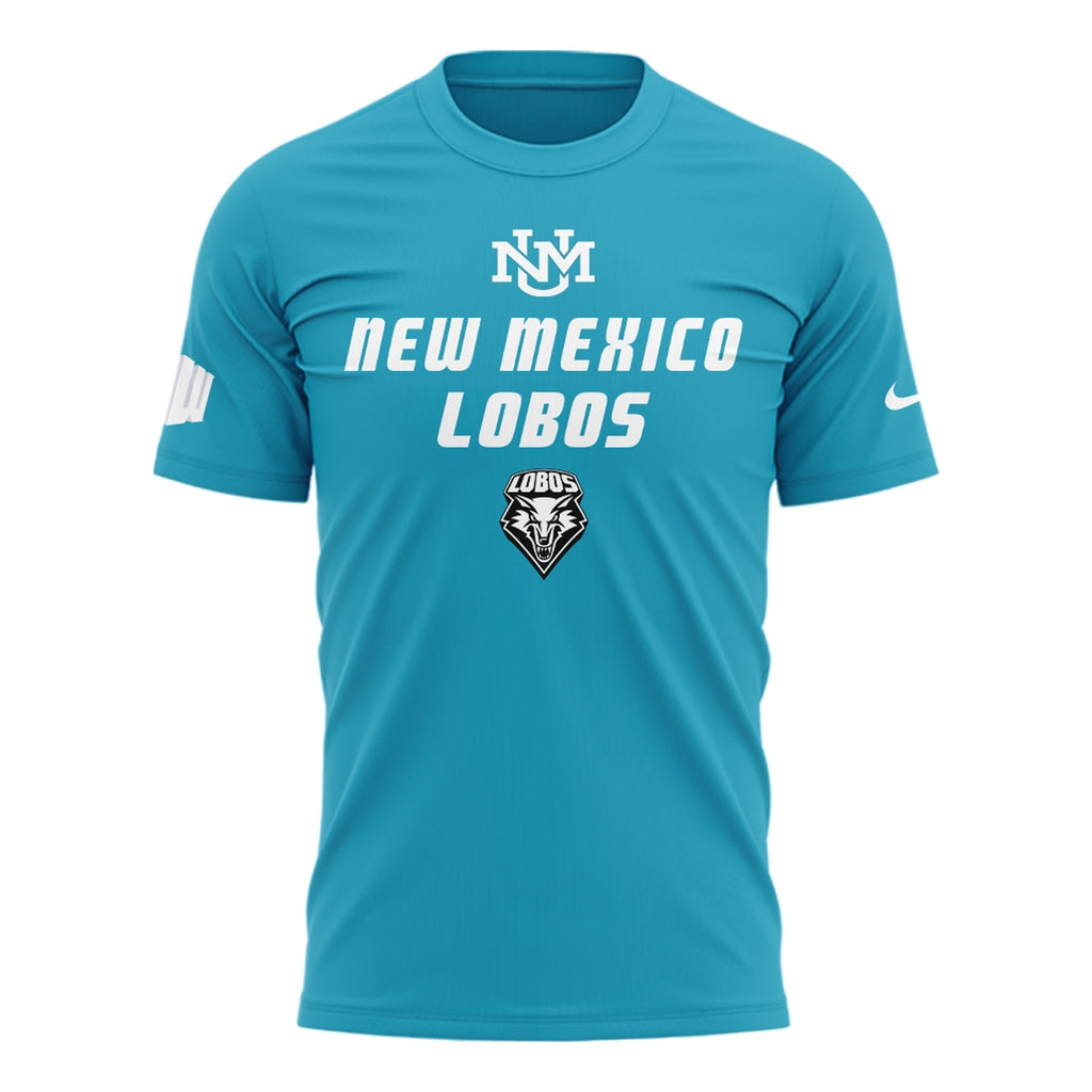 Special Edition New Mexico Lobos Wordmark Logo Uniform Tshirt - The Turquoise