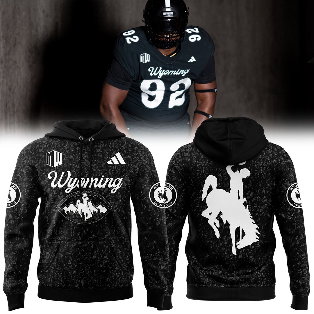 Wyoming Cowboy Football Coal-Black Texture Limited Edition Hoodie