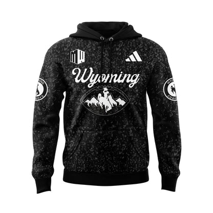 Wyoming Cowboy Football Coal-Black Texture Limited Edition Hoodie