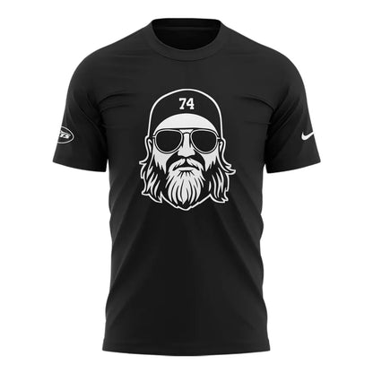 “A TRUE JET 74” T-shirt honoring Nick Mangold, legend of the New York Jets for fans.