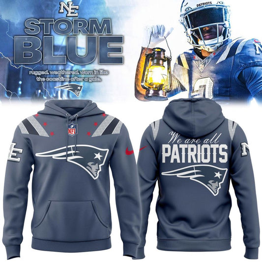 NE Patriots 2025 Rivalries Nor’Easter Storm Blue Hoodie