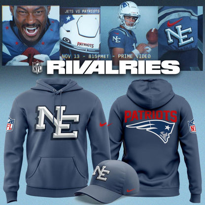 NE Patriots 2025 Rivalries Nor’Easter Storm Blue Hoodie v3
