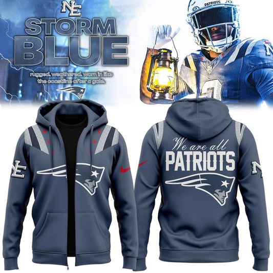 NE Patriots 2025 Rivalries Nor’Easter Storm Blue Zip Hoodie