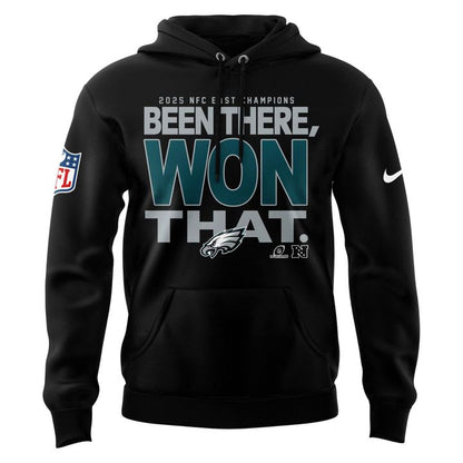 Black Philadelphia Eagles 2025 NFC East Division Champions Locker Room Trophy Collection Hoodie