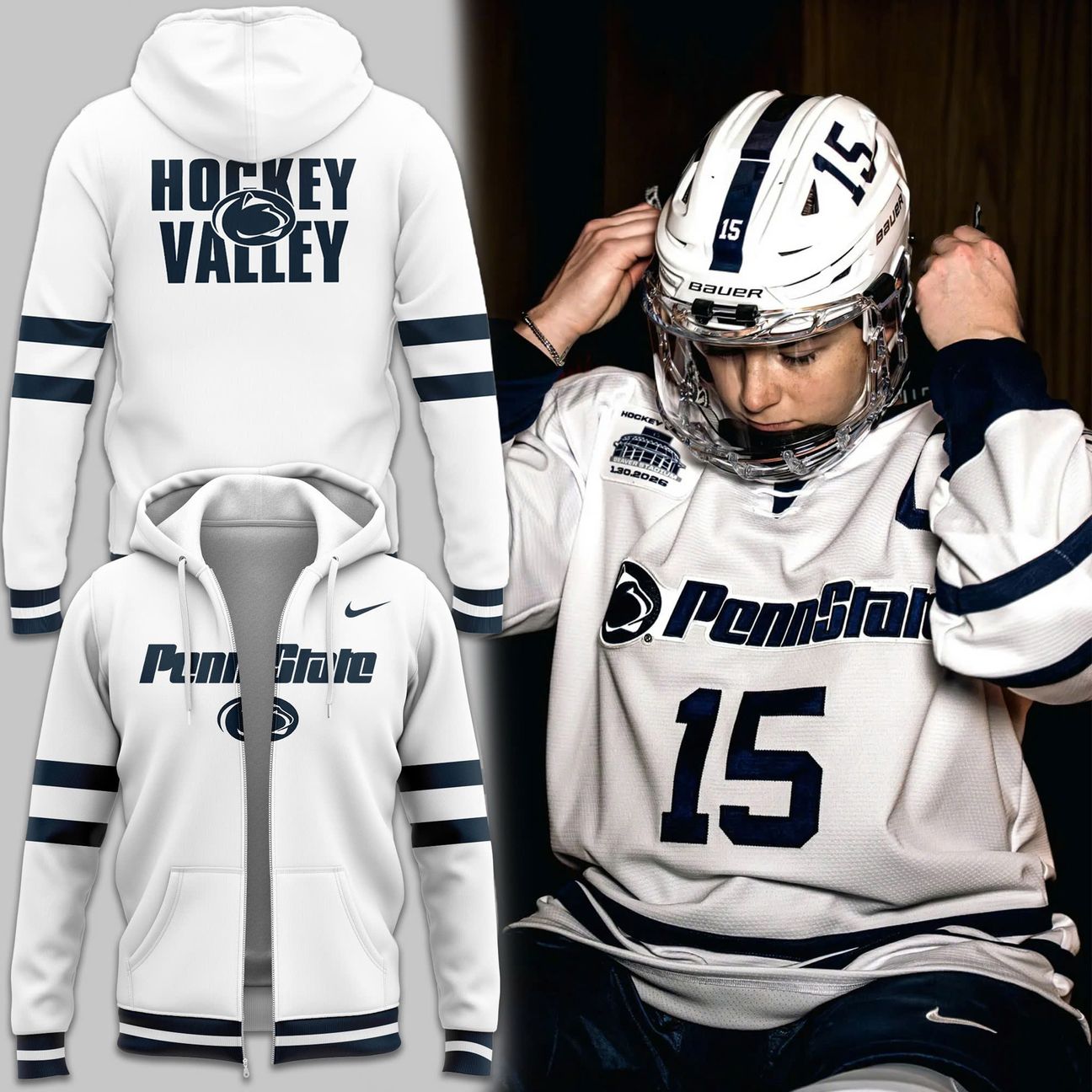 Penn State Hockey Beaver Stadium Uniform Zip Hoodie - Limited Edition