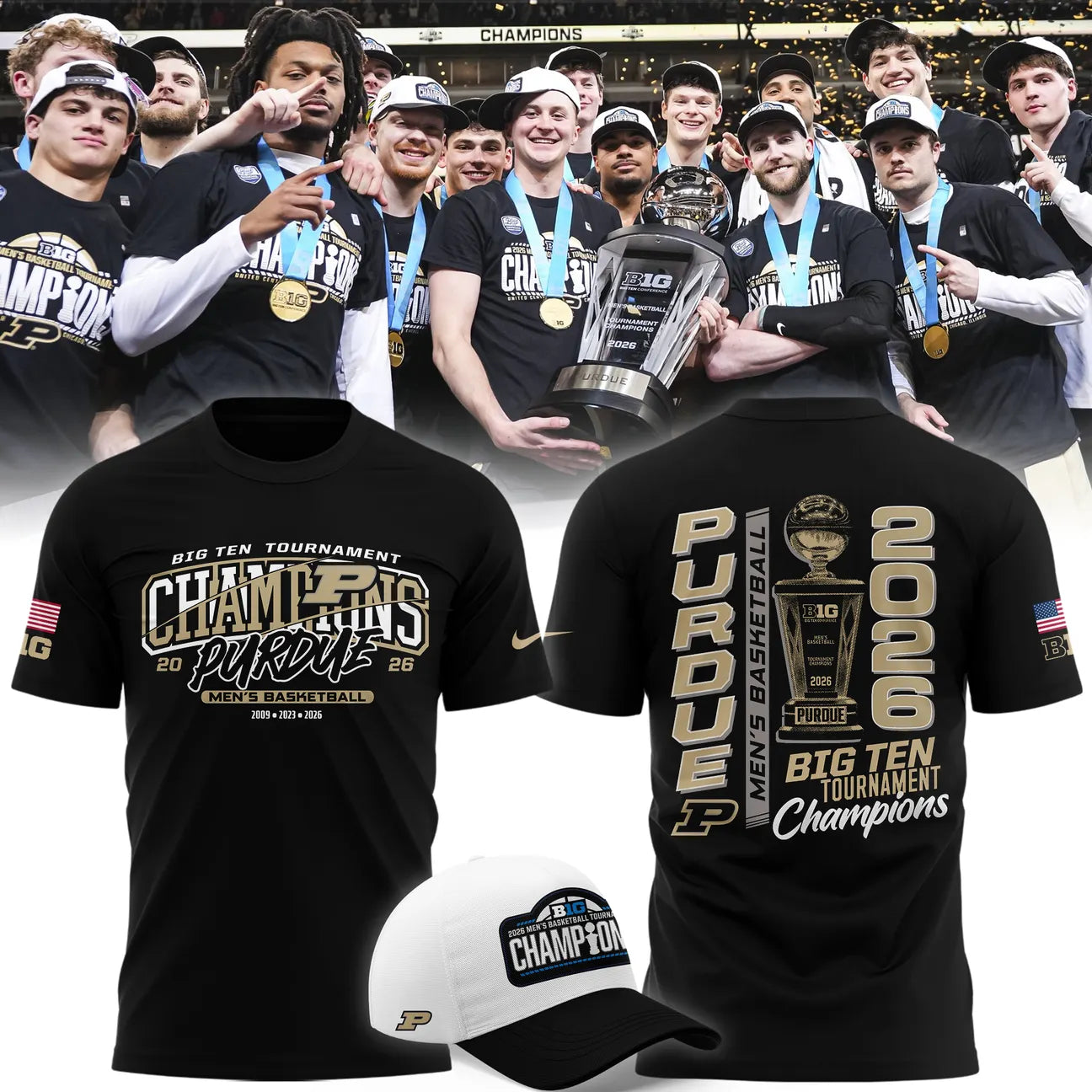 Purdue Men's Basketball 2026 Big Ten Tournament Champions T Shirt