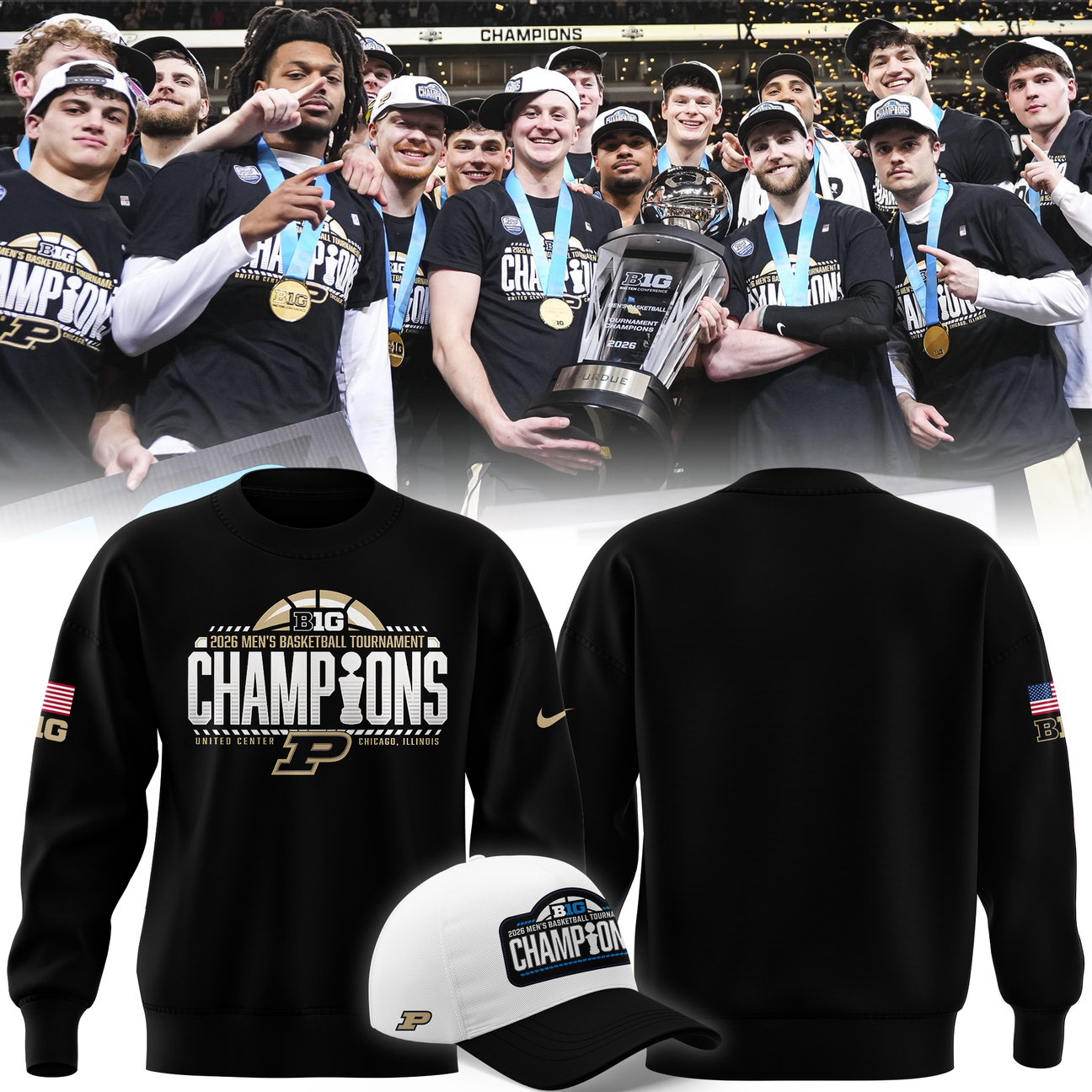 Purdue Men's Basketball 2026 Big Ten Tournament Champions SWEATSHIRT