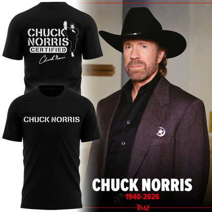 Chuck Norris T-Shirt Black Signed for fans