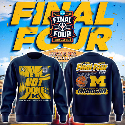 Michigan Wolverines Men's Basketball Final Four Locker Room Sweatshirt for fans