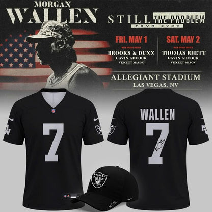 2026 Exclusive Version Signed Jersey Black Morgan Wallen x Las Vegas Raiders for fans!