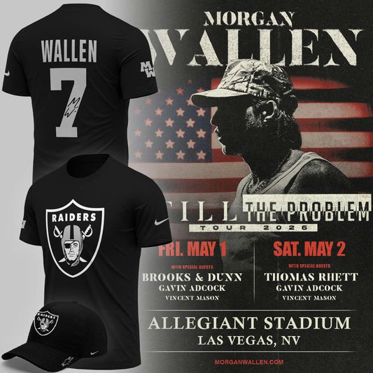 Exclusive Version Signed T-Shirt Black Morgan Wallen x Las Vegas Raiders for fans!