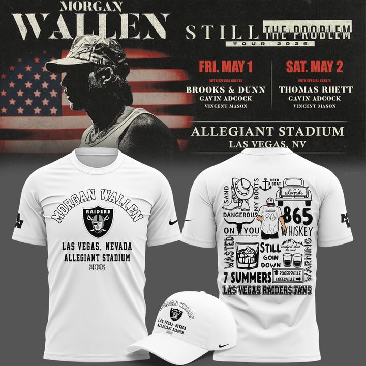 Limited Edition T-Shirt White Morgan Wallen x Las Vegas Raiders