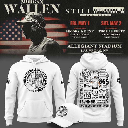 Limited Edition Hoodie White Morgan Wallen x Las Vegas Raiders for fans.