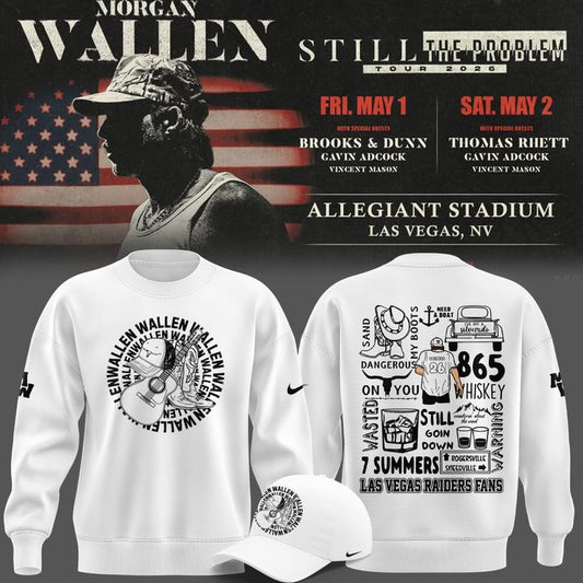 Limited edition Sweatshirt White Morgan Wallen x Las Vegas Raiders for fans.