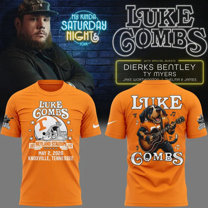 Exclusive Edition Luke Combs x Tennessee Volunteers Football - My Kinda Saturday Night Tour Country Music 2026 T-Shirt