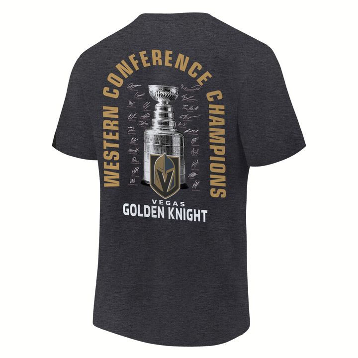 1. Vegas Golden Knights Fanatics 2026 Western Conference Champions Locker Room T-Shirt - Heather Charcoal