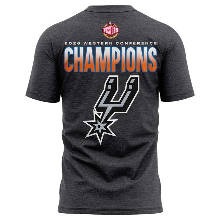 (Adult & Kids) San Antonio Spurs  Charcoal 2026 NBA Western Conference Champions Two-Sided T-Shirt