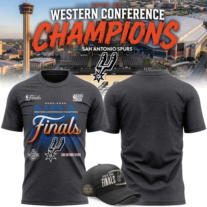 (Adult & Kids) San Antonio Spurs Charcoal 2026 NBA Western Conference Champions Two-Sided T-Shirt