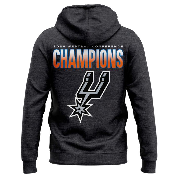 (Adult & Kids) San Antonio Spurs Charcoal 2026 NBA Western Conference Champions Two-Sided Hoodie