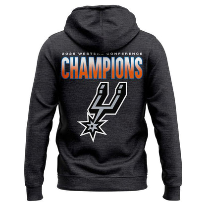(Adult & Kids) San Antonio Spurs Charcoal 2026 NBA Western Conference Champions Two-Sided Hoodie